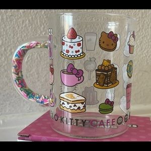 Hello Kitty Cafe Treats and Sprinkles glass mug - never removed from box